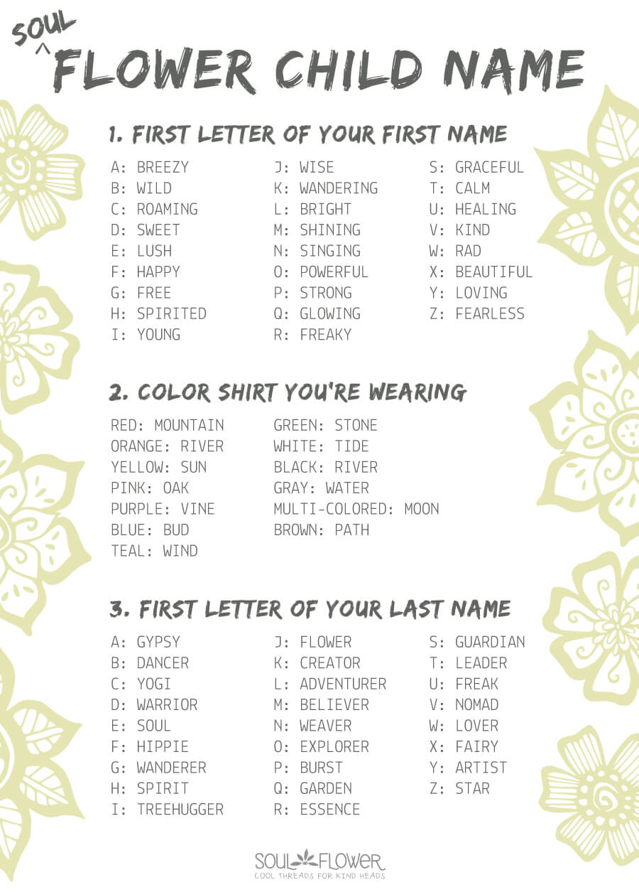 Hippie Name Generator - Your Hippie Soul Flower Blog