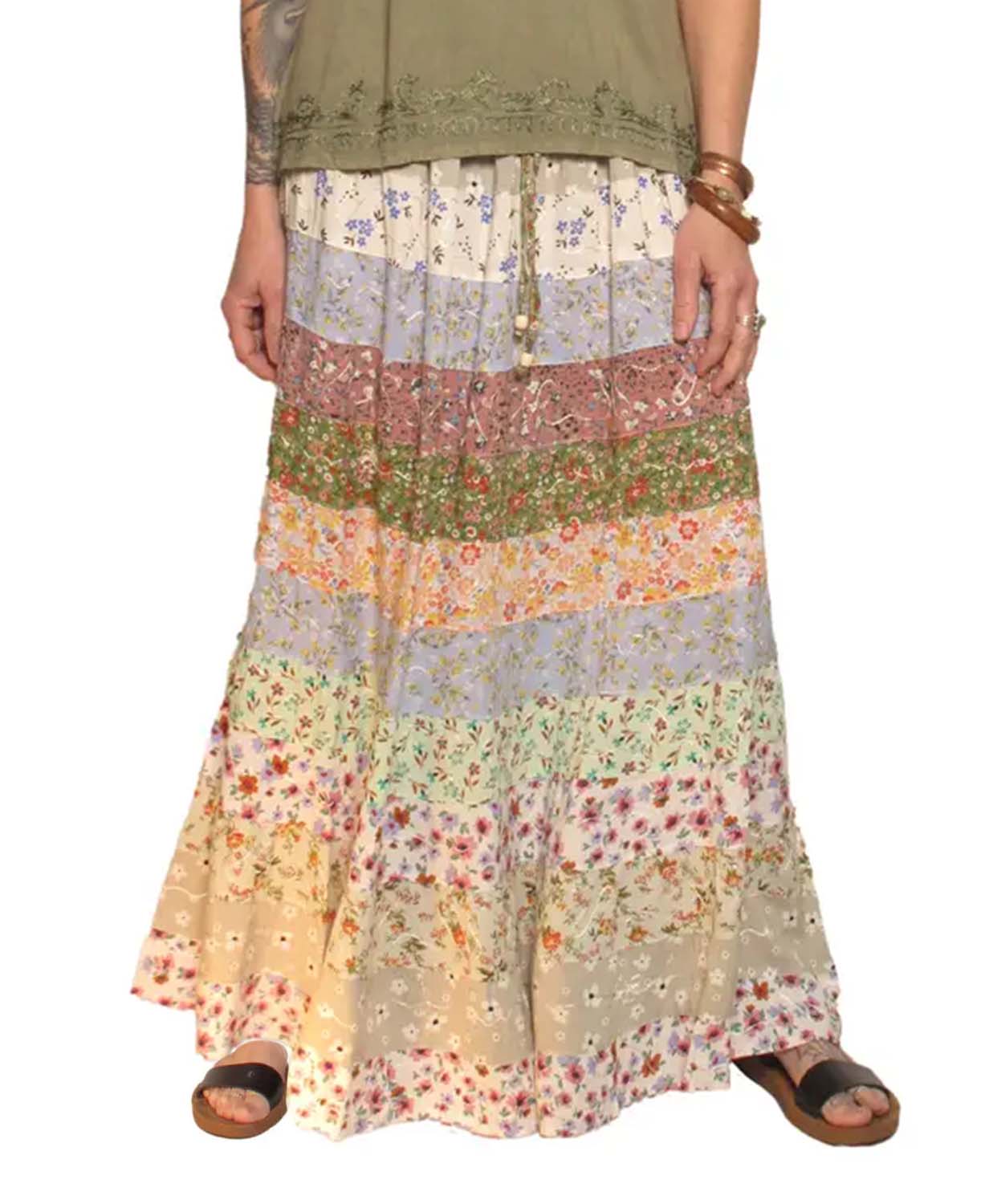 Calico Tier Skirt | Maxi Hippie Skirt | Soul Flower