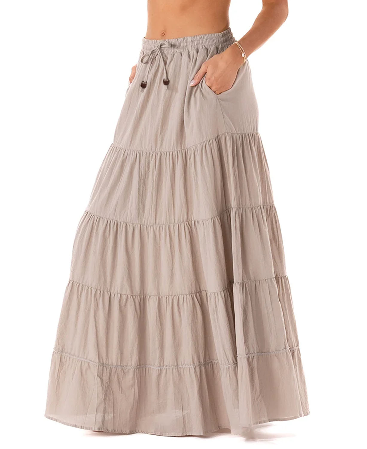 Natural Maxi Skirt | Tiered Hippie Skirt | Soul Flower