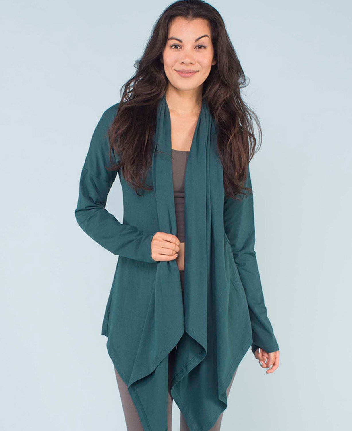Dark Teal Draped Cardigan | Organic Cotton Boho Layer | Soul Flower