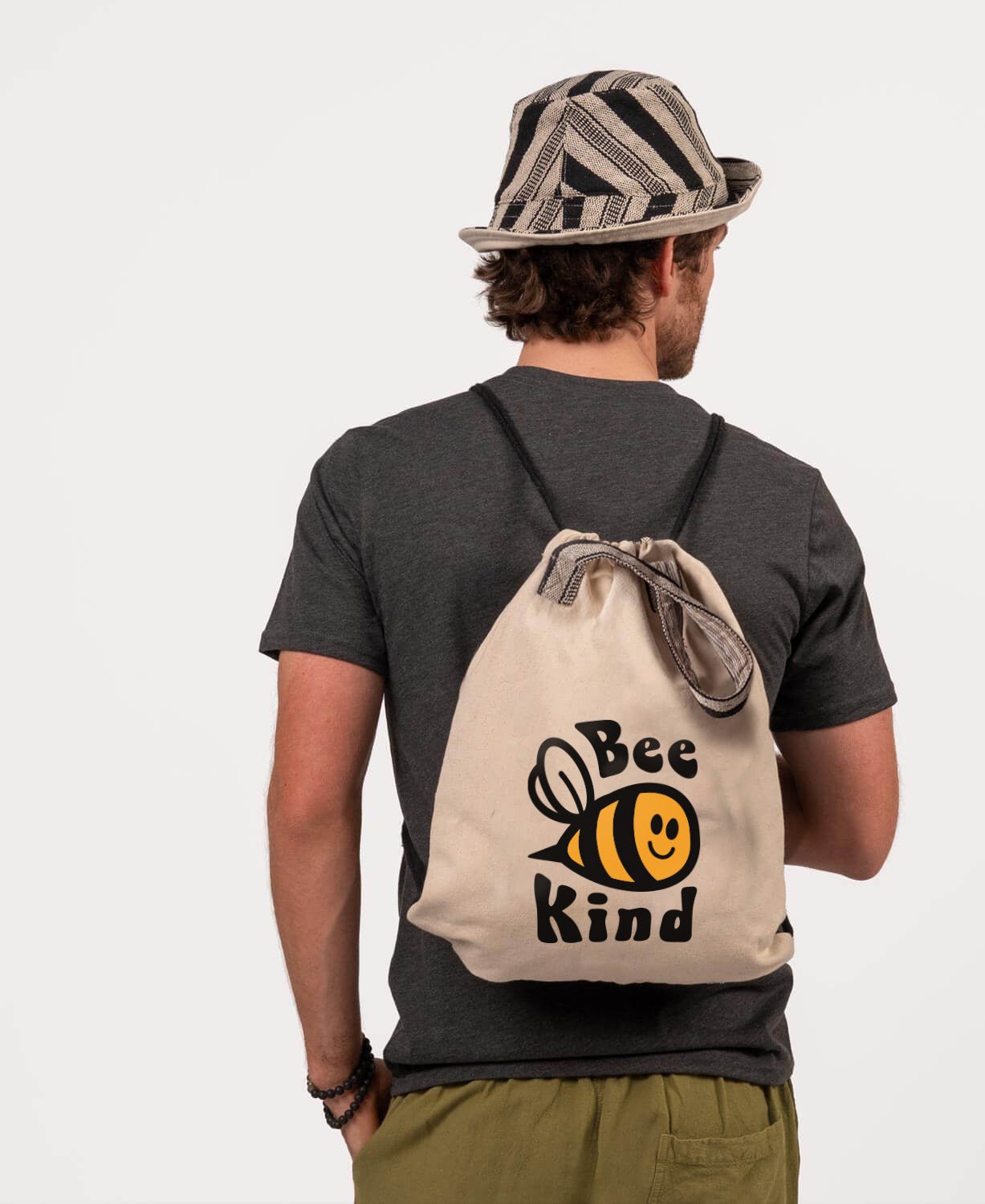 Bee Kind Cinch String Backpack - Bee Bag | Boho Backpacks