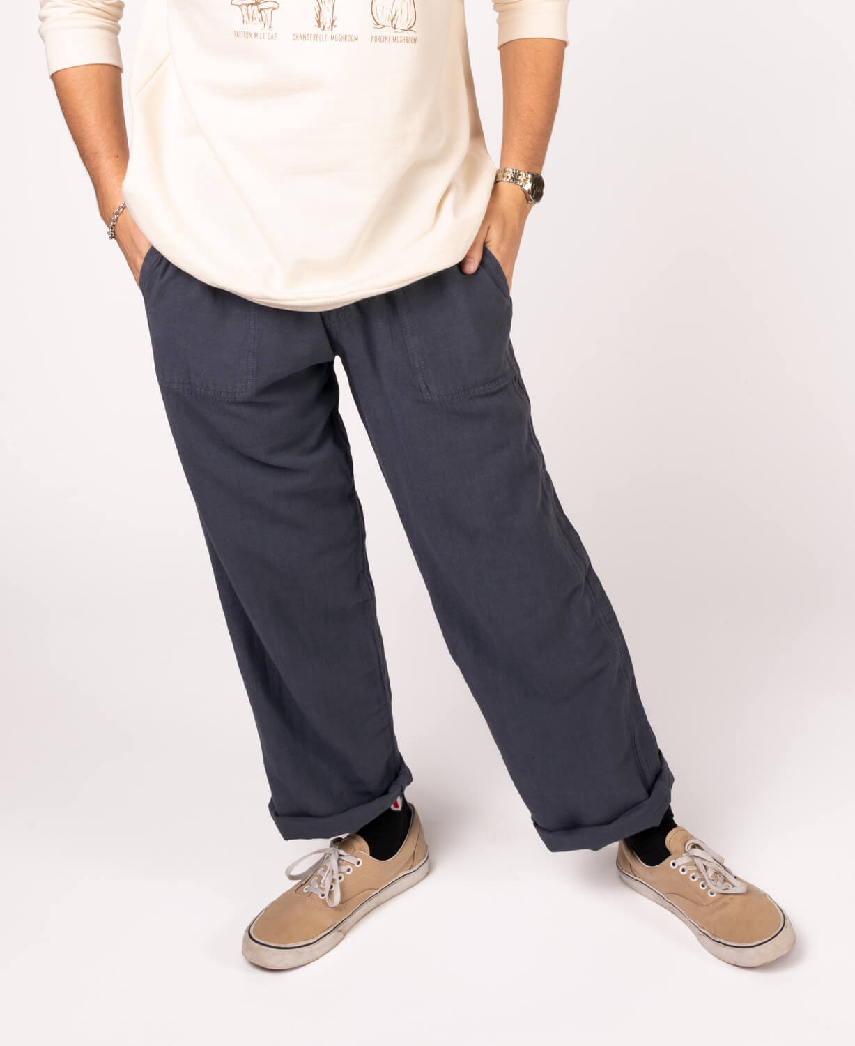 Mens Hemp Yoga Pants | Charcoal Black Hemp Pants | Soul Flower