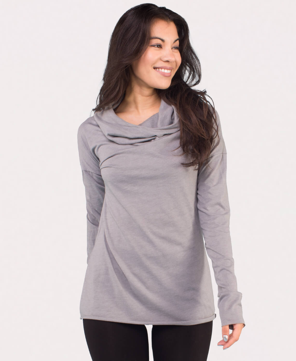 Gray Cowl Neck Hoodie Womens | Yoga Hoody | Soul Flower