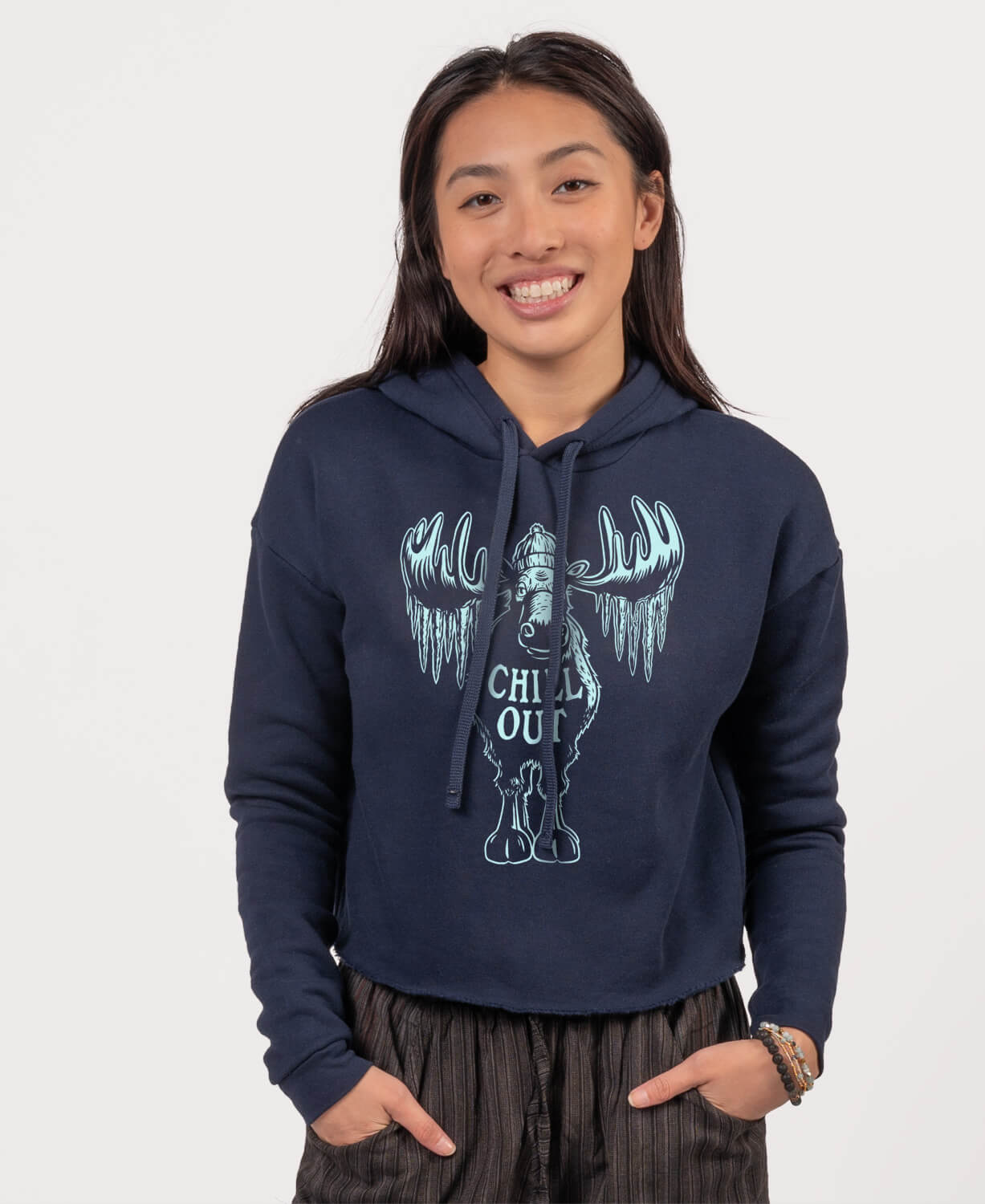 Chill Out Moose Crop Hoody