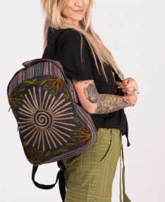 Spiral Sun Embroidered Backpack