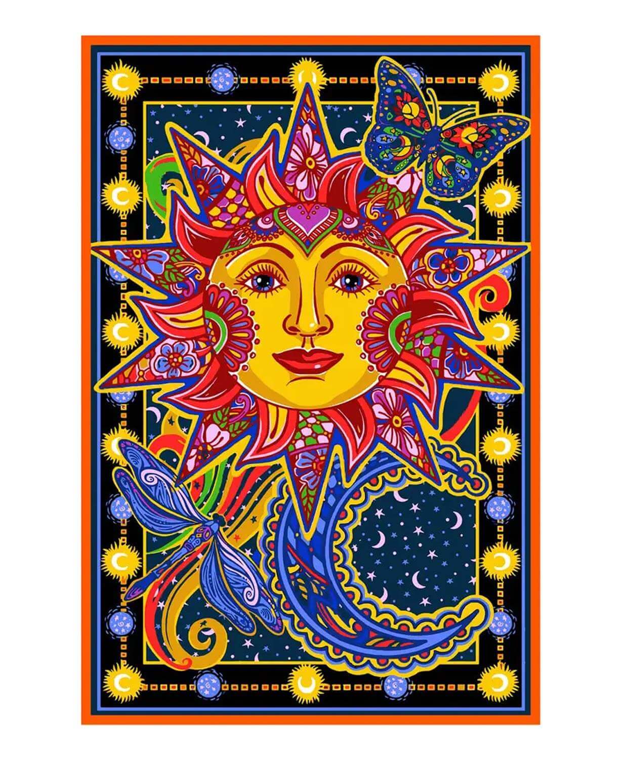 3D Celestial Sun and Moon Tapestry (Twin)