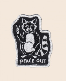 Peace Out Raccoon Iron-On Patch