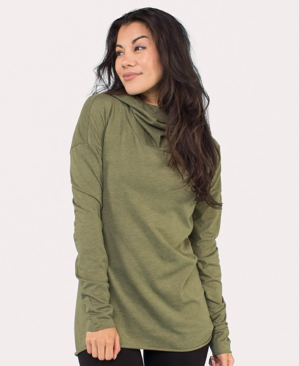The Resistance Cowl Neck Hoody - Eco Olive