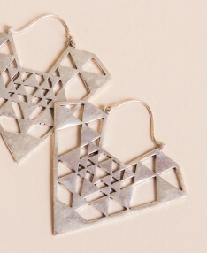 Silver Tribal Geometric Earrings