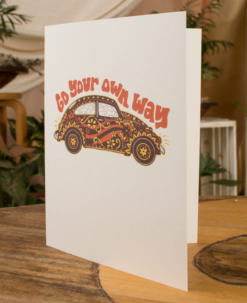 beetle recycled greeting card 838x1024 - Go Your Own Way