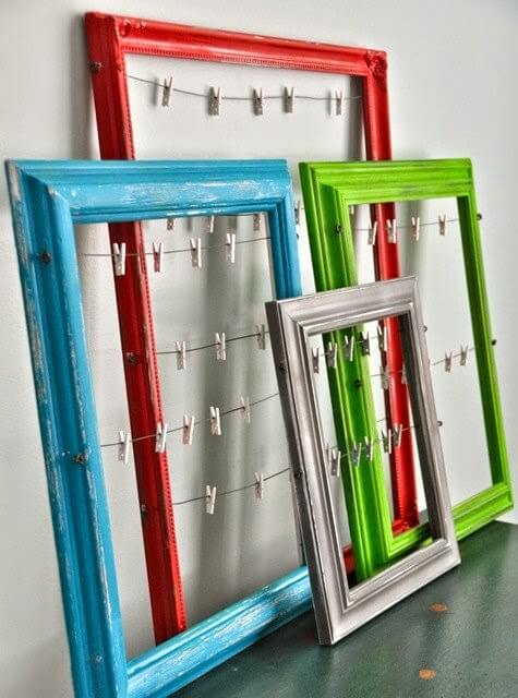 DIY Sticker Display Ideas diy sticker display clothespin frame - DIY Sticker Display Ideas