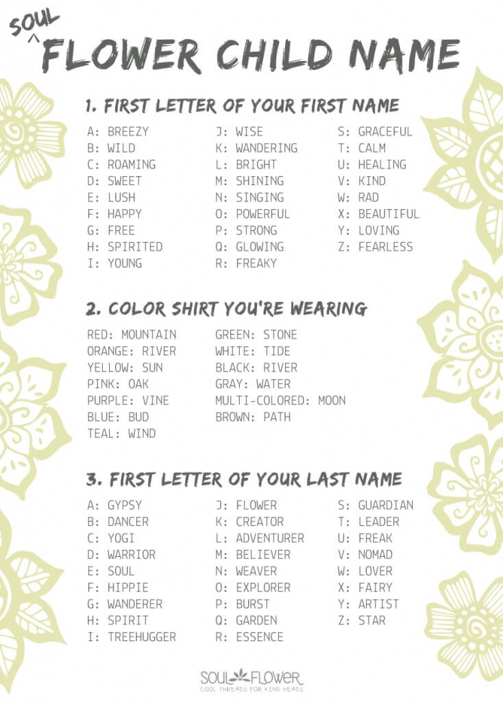 flower child name 2 734x1024 - Hippie Name Generator - Your Hippie Name