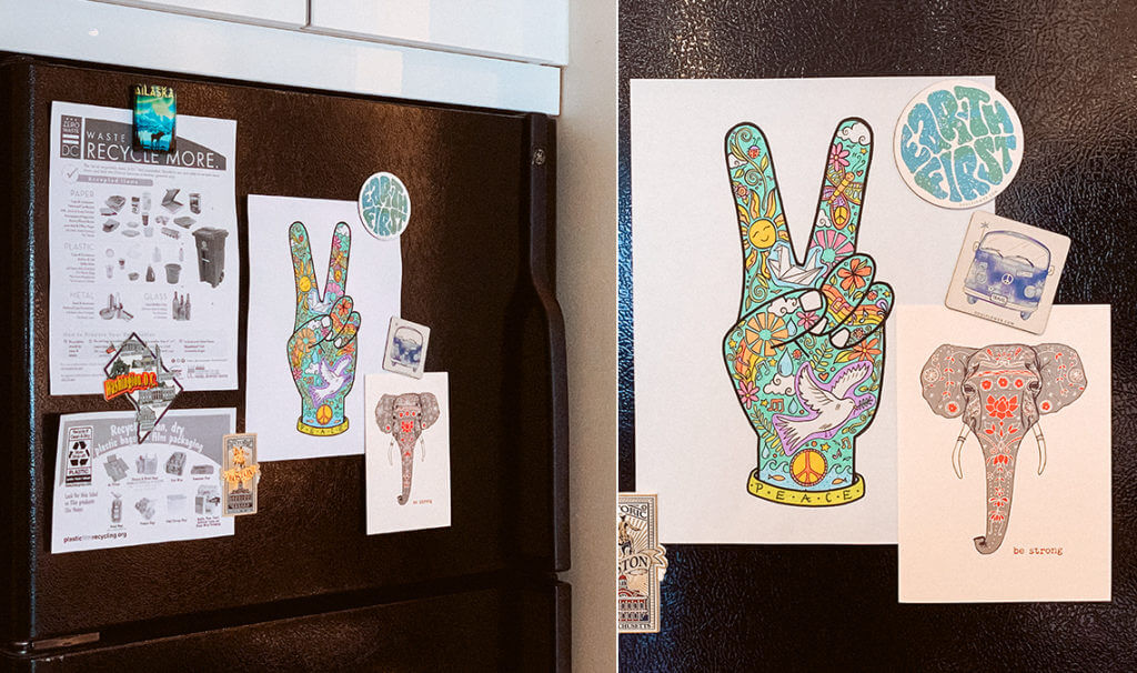 funky fridge magnets 1024x606 - Free Printable Coloring Page: Peace Fingers