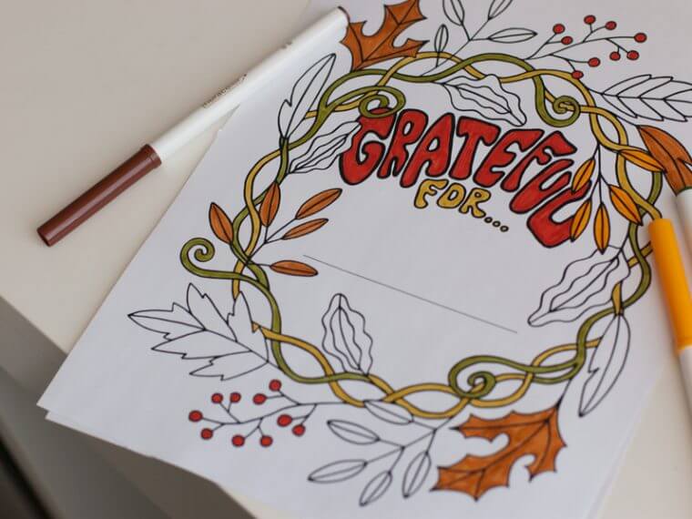 grateful 1 760x570 - Thanksgiving Coloring Page - Grateful Color Page