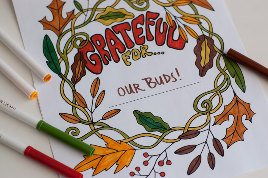 grateful 3 - Thanksgiving Coloring Page - Grateful Color Page