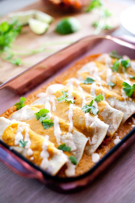 vegan thanksgiving pumpkin enchiladas - 20 Vegan Recipes for a Thanksgiving Feast
