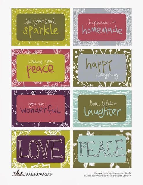Free Printable Gift Tags from Soul Flower