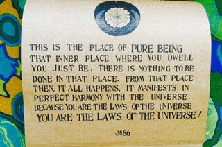 Open book page with decorative blue mandala at top, displaying text about pure being, inner peace, and harmony with the universe, guiding you in Opening Your Heart & Your Third Eye. Soul Flower Blog: Hippie Style & Kind Living