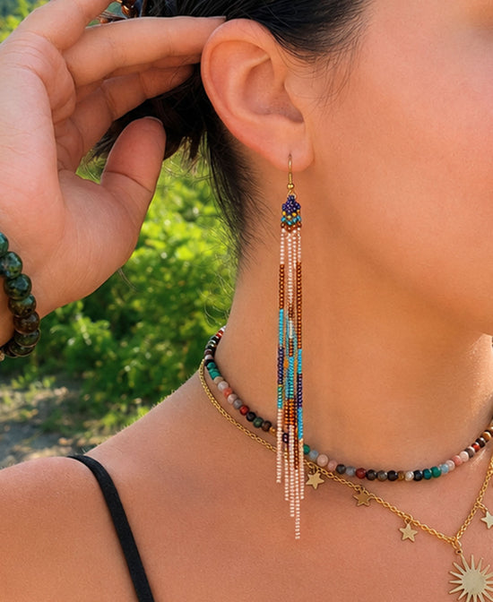 Freedom Fringe Beaded Earrings - Colorful Beaded Earrings | Statement Earrings | Soul Flower