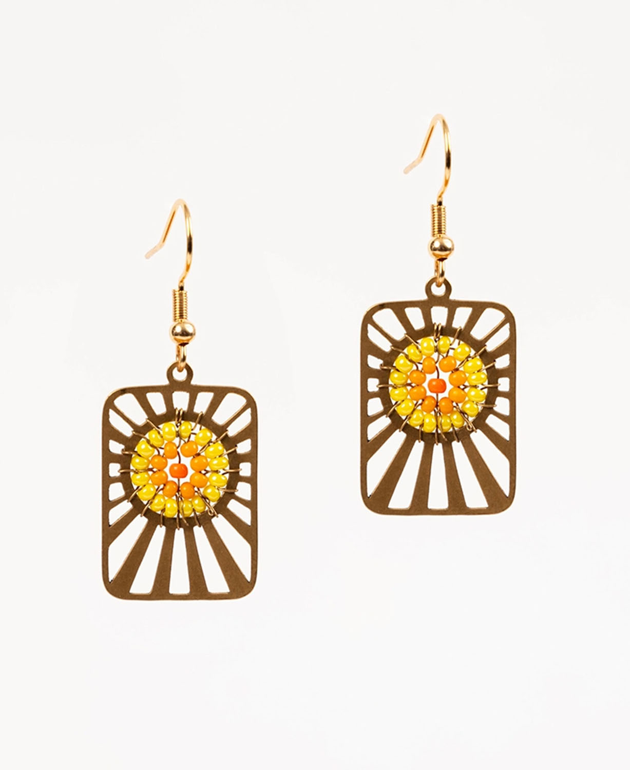 Sunburst Bead Earrings - Sunburst Bead Earrings | Fair Trade Brass Jewelry | Soul Flower