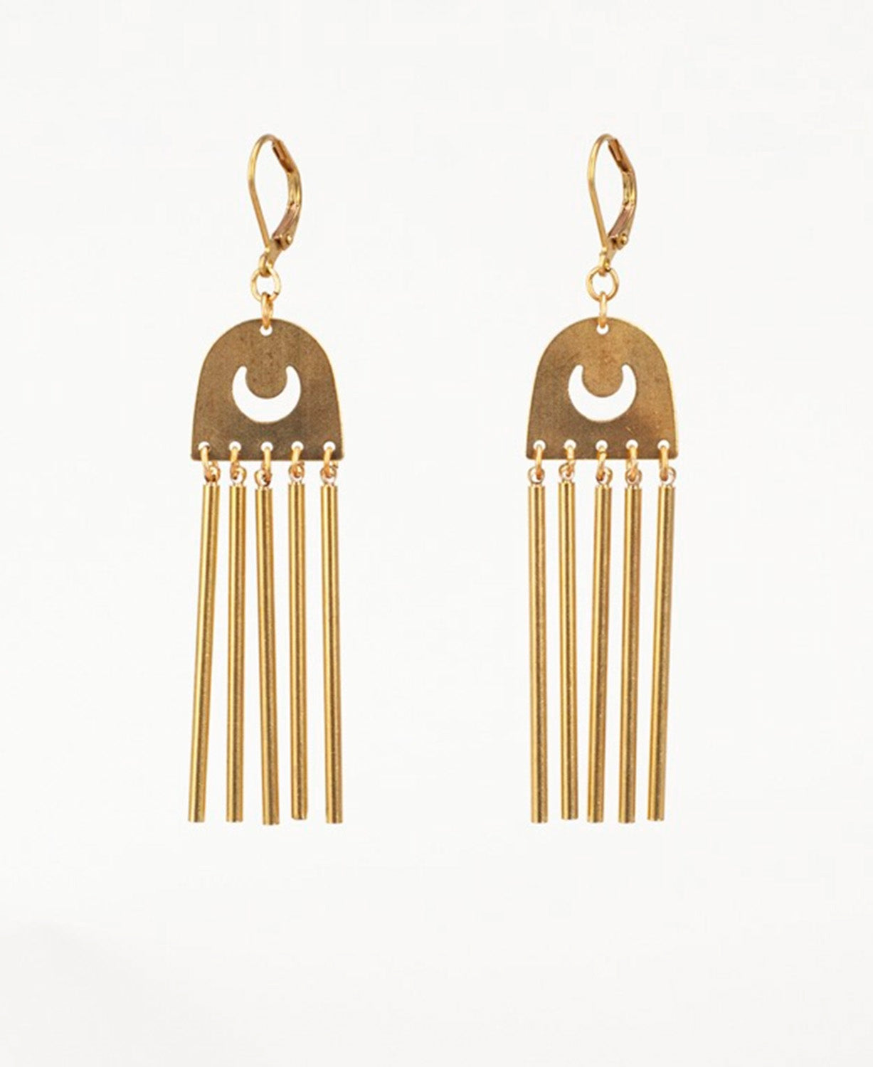 Moon Dancer Chime Earrings - Moon Dangle Earrings | Brass Boho Jewelry | Soul Flower