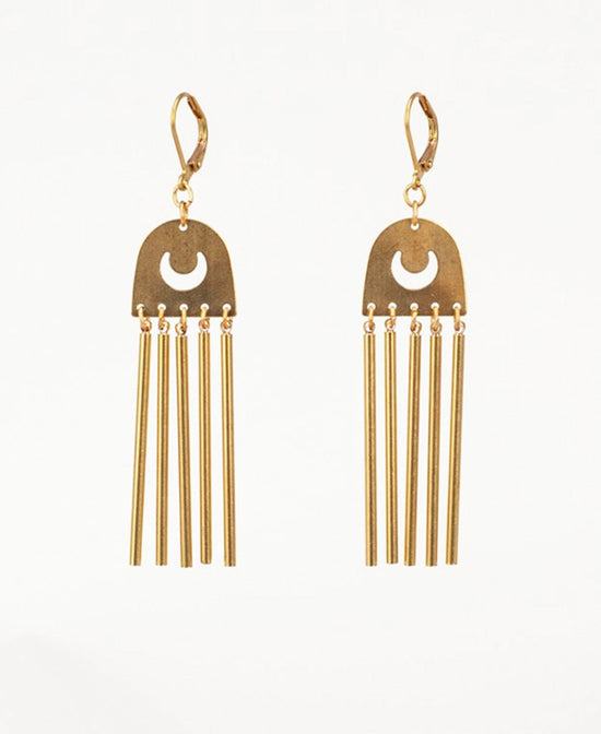 Moon Dancer Chime Earrings - Moon Dangle Earrings | Brass Boho Jewelry | Soul Flower