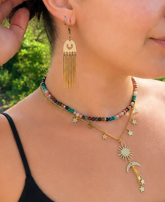 Sun, Moon & Stars Talisman Necklace - Boho Talisman Necklace | Celestial Jewelry | Soul Flower
