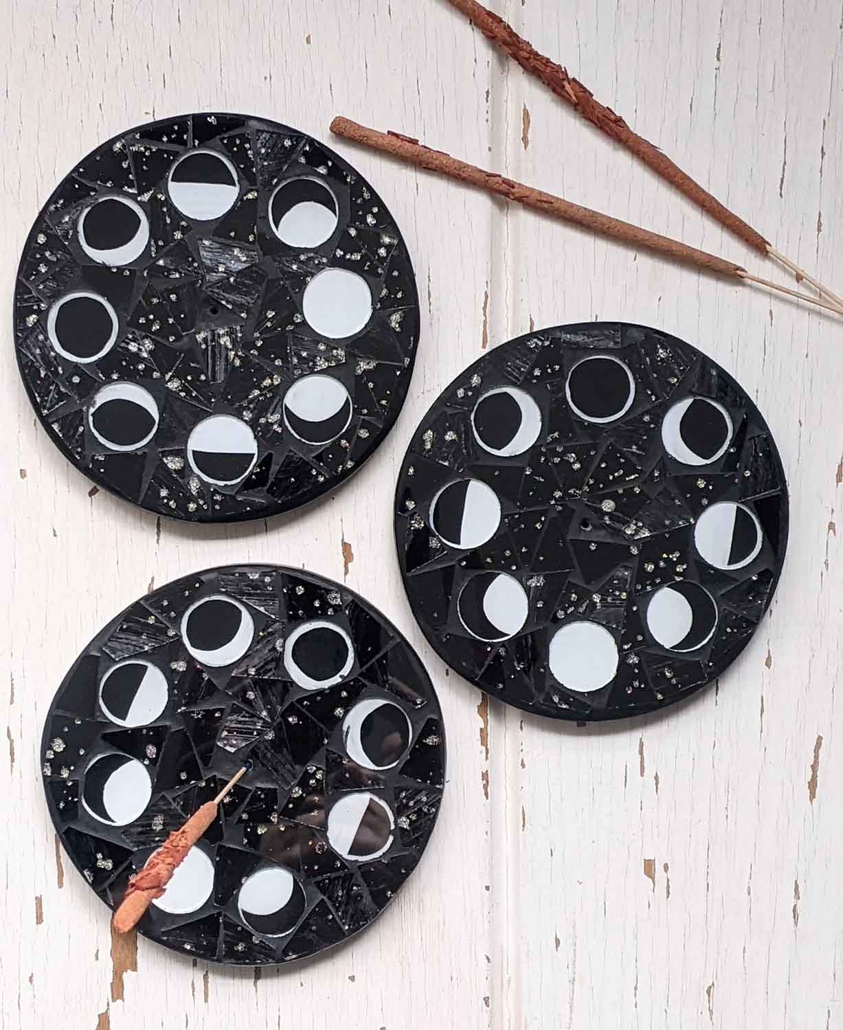 Mosaic Moon Phase Incense Holder