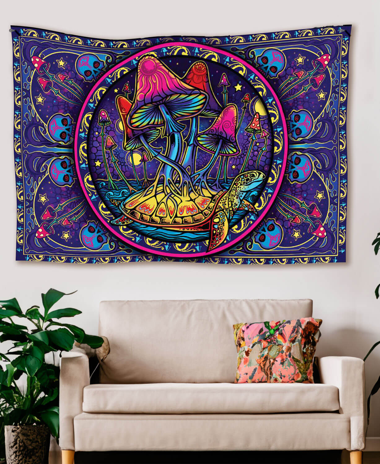 3D Trippy Mushrooms Tapestry-2