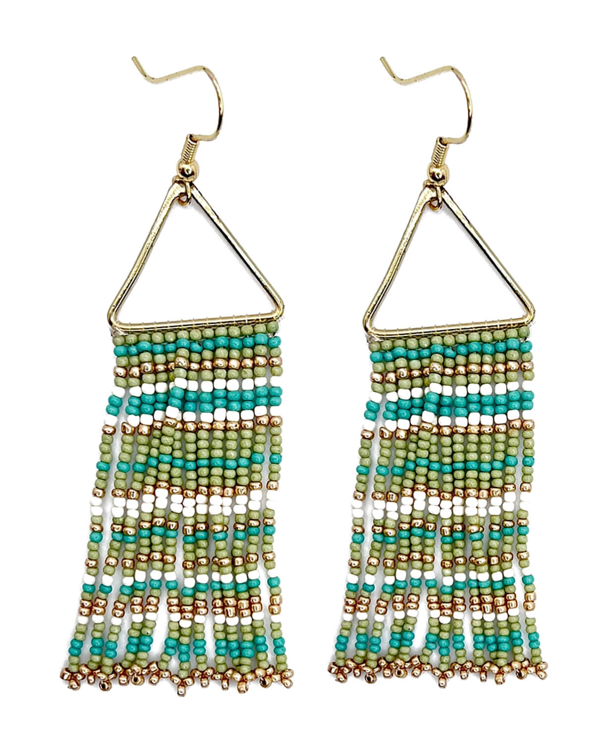 NEW! Ripple Seed Bead Earrings in Green