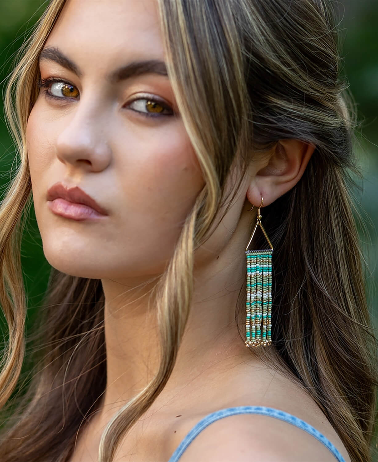 NEW! Ripple Seed Bead Earrings in Green