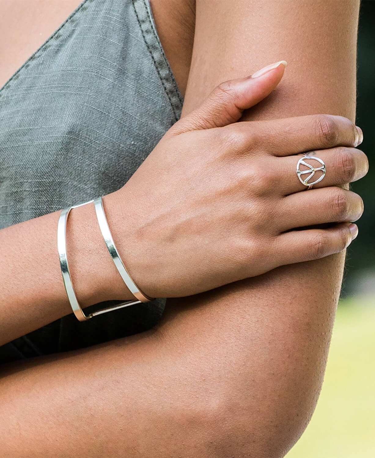 NEW! Peace Sign Adjustable Ring in Silver