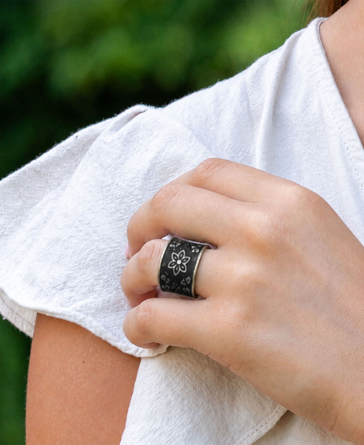 Midnight Bloom Cuff Ring - Wide Boho Ring | Hippie Rings | Soul Flower