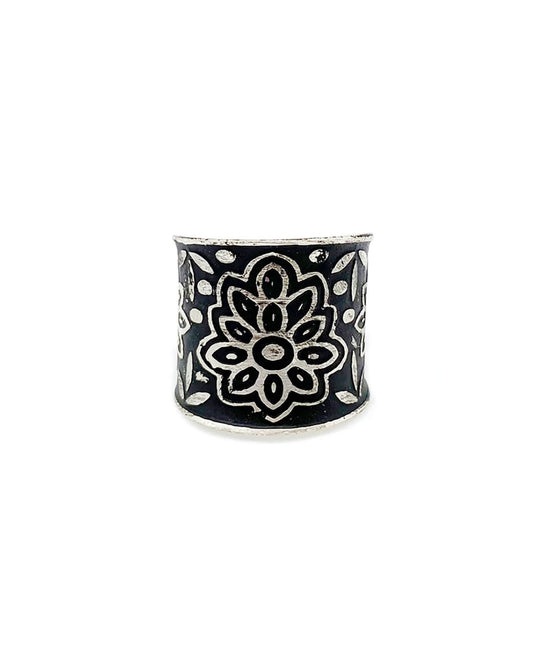 Midnight Bloom Cuff Ring - Wide Boho Ring | Hippie Rings | Soul Flower