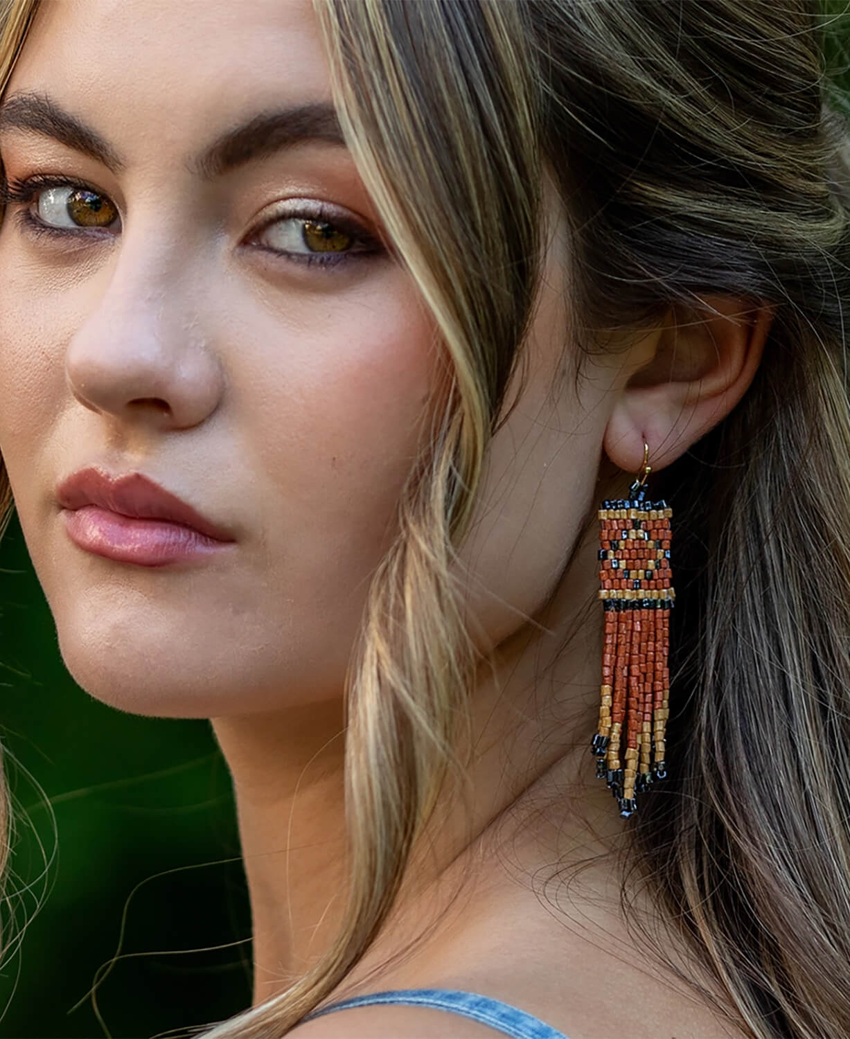 NEW! Sunstone Fringe Earring in Rust