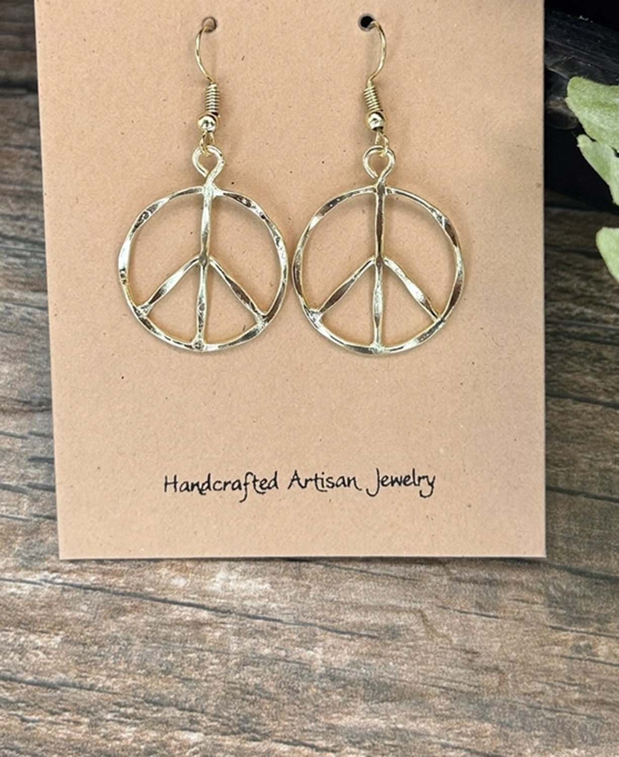 Peace Everywhere Earrings in Gold -Peace Symbol Earrings | Gold Peace Sign Earrings | Soul Flower 2