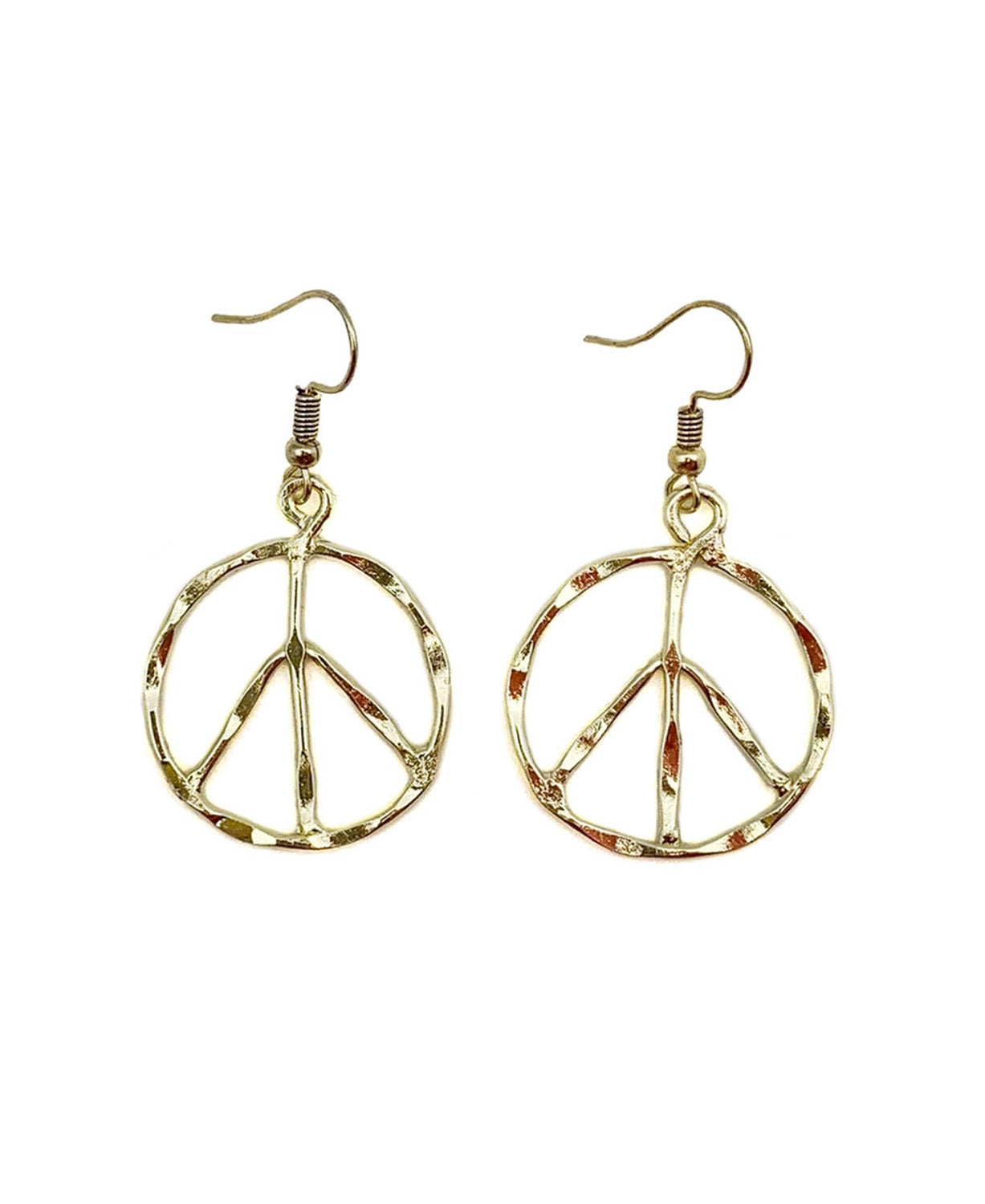 Peace Everywhere Earrings in Gold -Peace Symbol Earrings | Gold Peace Sign Earrings | Soul Flower