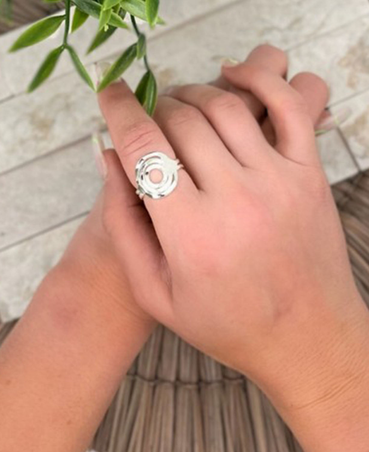 Ripple Circle Ring - Adjustable Silver Boho Ring | Hippie Rings | Soul Flower