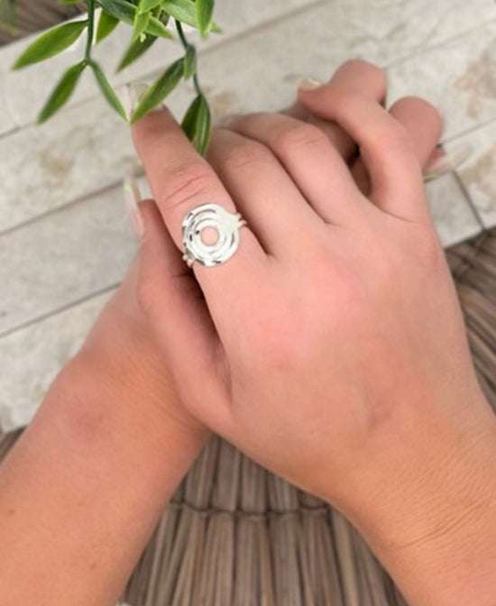 Ripple Circle Ring - Adjustable Silver Boho Ring | Hippie Rings | Soul Flower