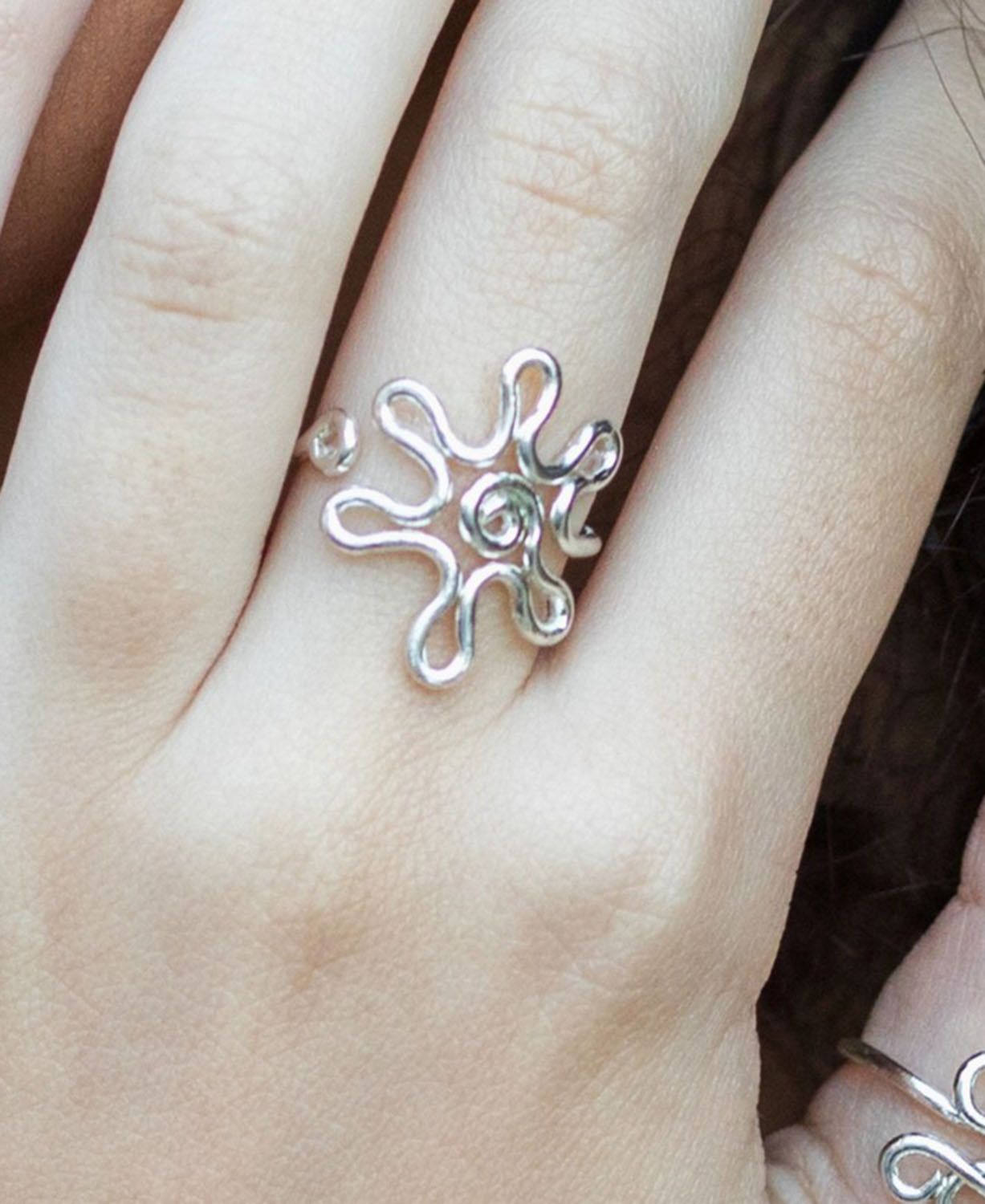 Flower Power Ring - Flower Adjustable Silver Ring | Boho Hippie Jewelry | Soul Flower