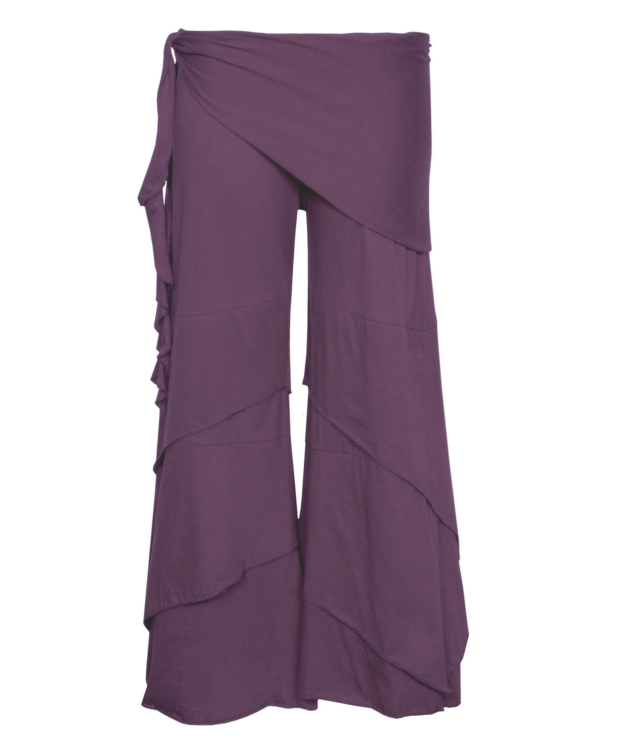 Purple Waves of Freedom pants with layered panels and wide legs