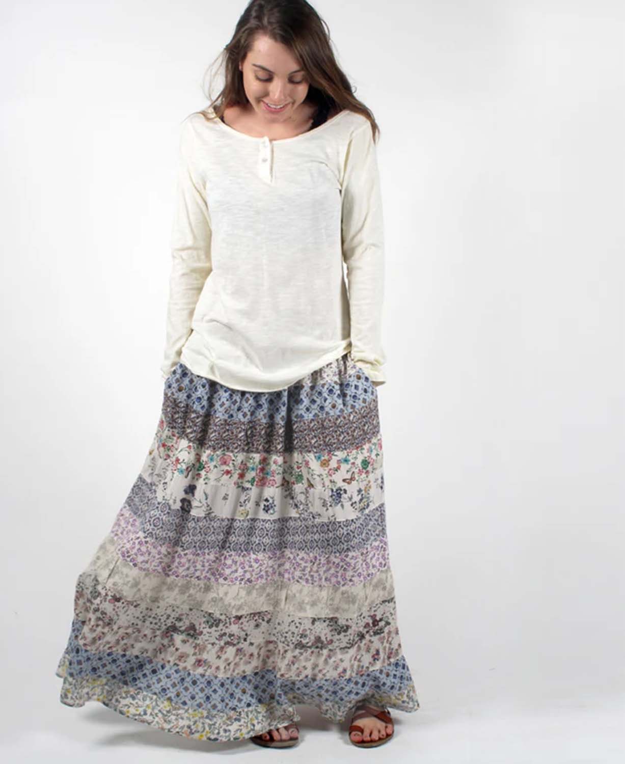Calico Tier Skirt | Maxi Hippie Skirt | Soul Flower