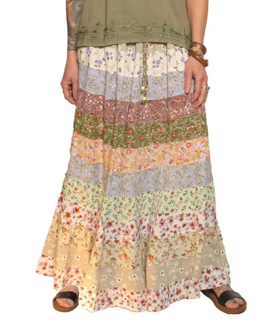 Tiered Harvest Maxi Skirt - Calico Tier Skirt | Maxi Hippie Skirt | Soul Flower