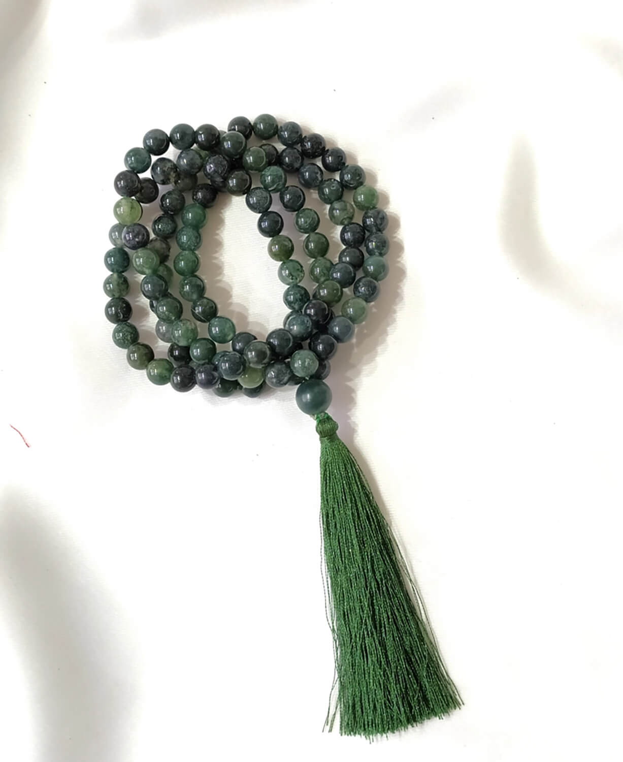NEW! Moss Agate Mala Bead Necklace