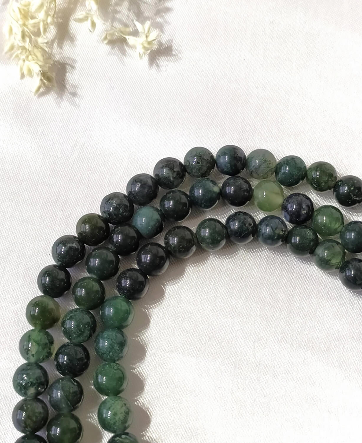NEW! Moss Agate Mala Bead Necklace