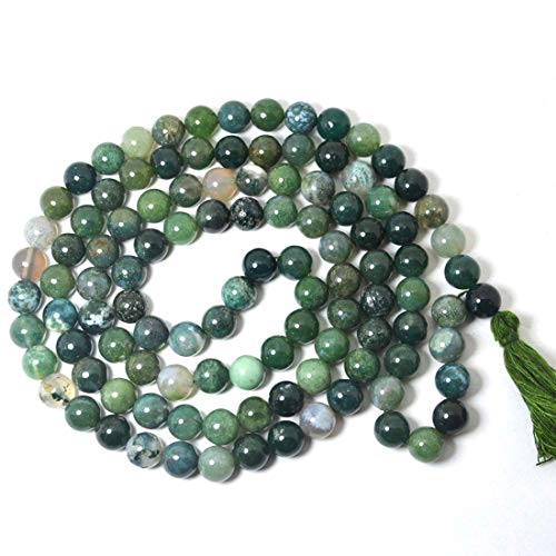 Prayer Bead Mala |  Moss Agate Yoga Beads | Soul Flower