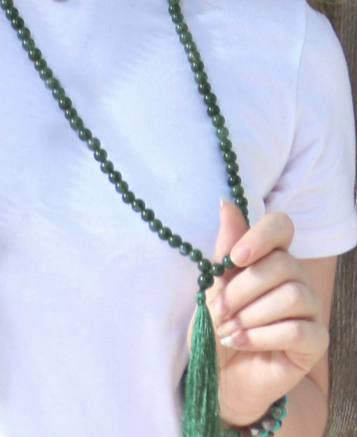 Prayer Bead Mala |  Moss Agate Yoga Beads | Soul Flower