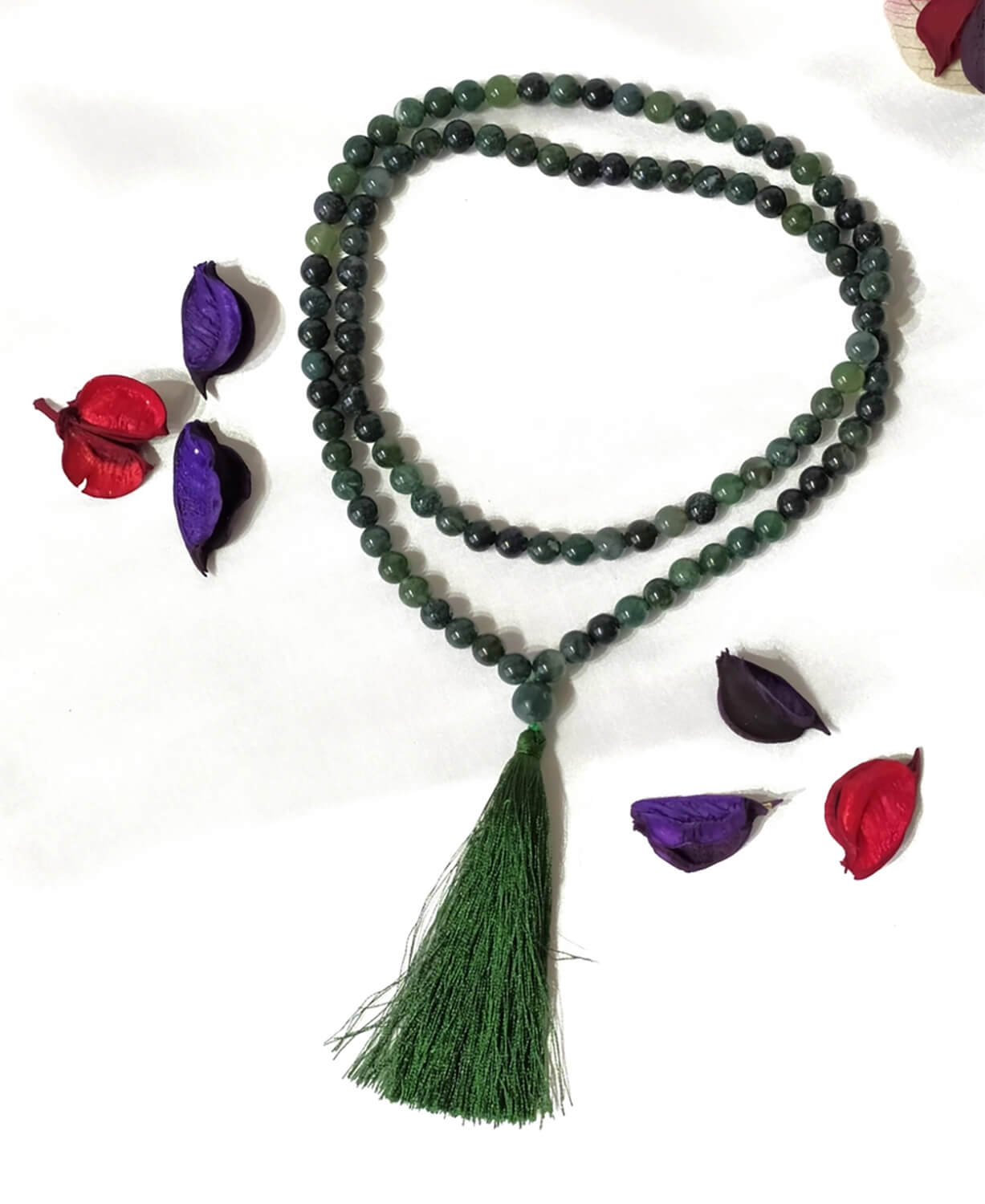 NEW! Moss Agate Mala Bead Necklace