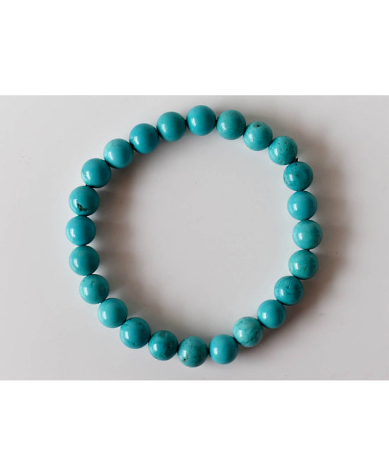 Turquoise Howlite Gemstone Bracelet - Turquose Stretchy Beads | Boho Bracelets | Soul Flower