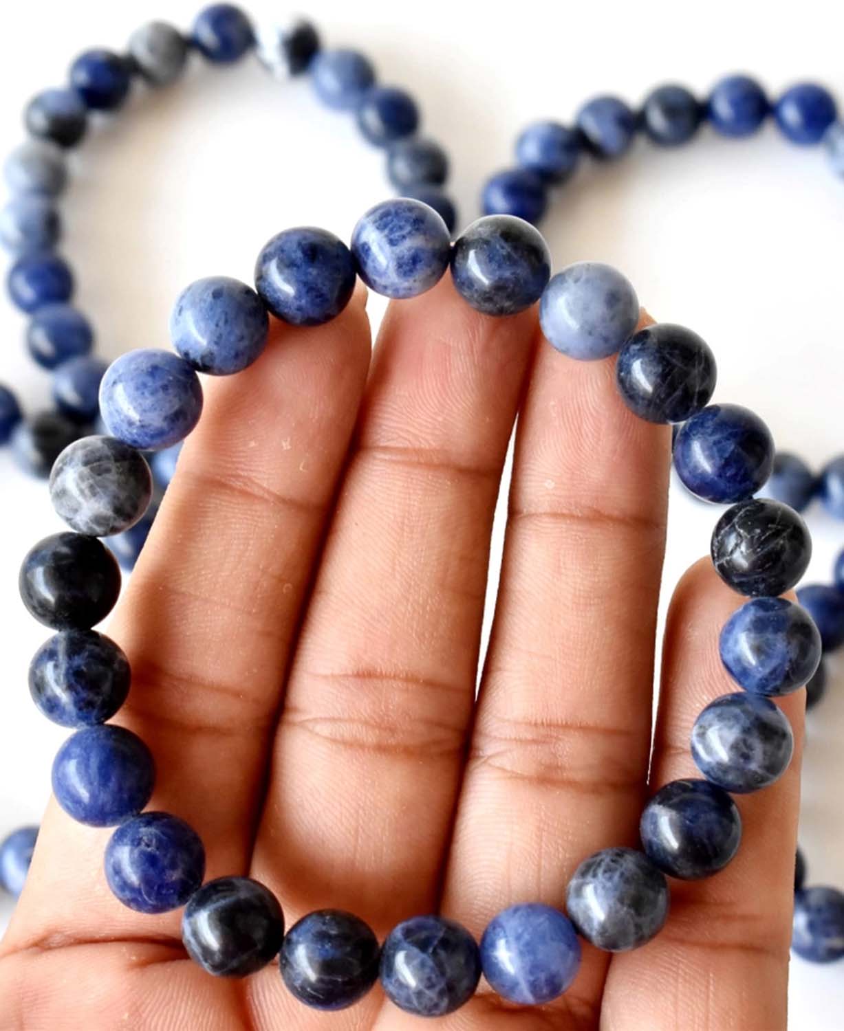 Blue Sodalite Gemstone Bracelet - Sodalite Bracelet | 8mm Blue Bead Malas | Boho Crystal Jewelry 1